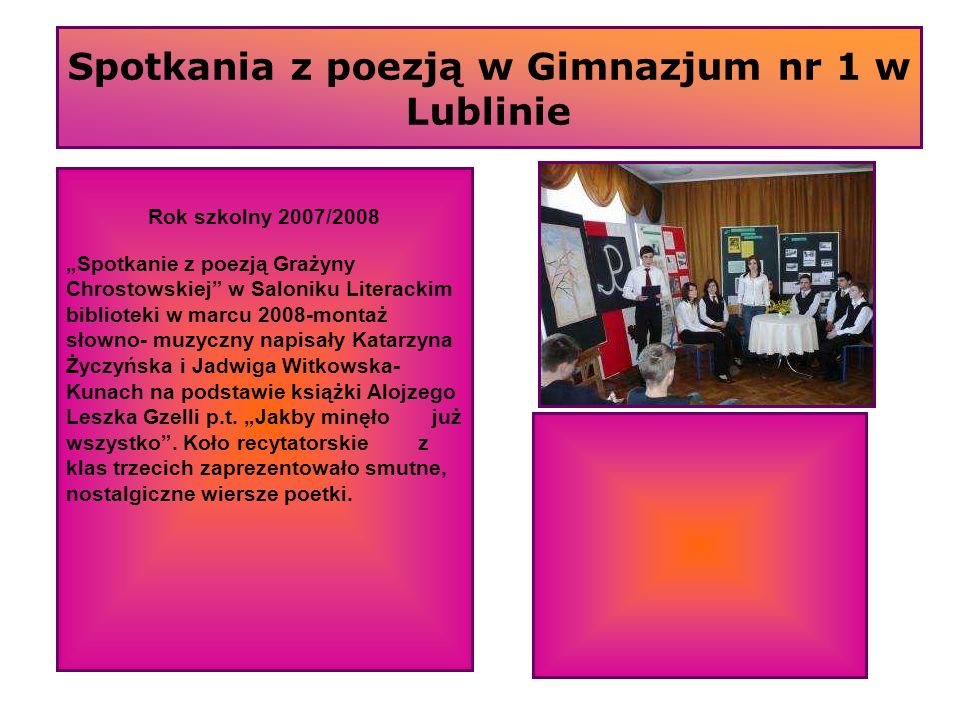 Spotkanie z poezją Forma pracy pedagogicznej z uczniami ppt pobierz